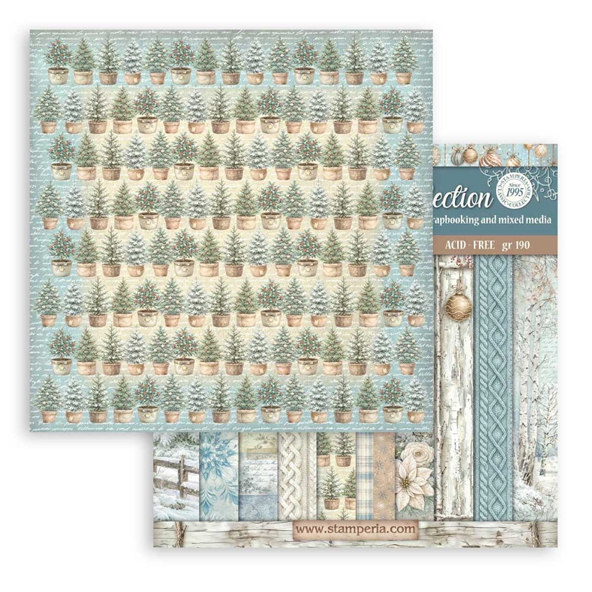 Stamperia White Christmas Collection - 8" x 8" Backgrounds Selection [SBBS147] - Image 2