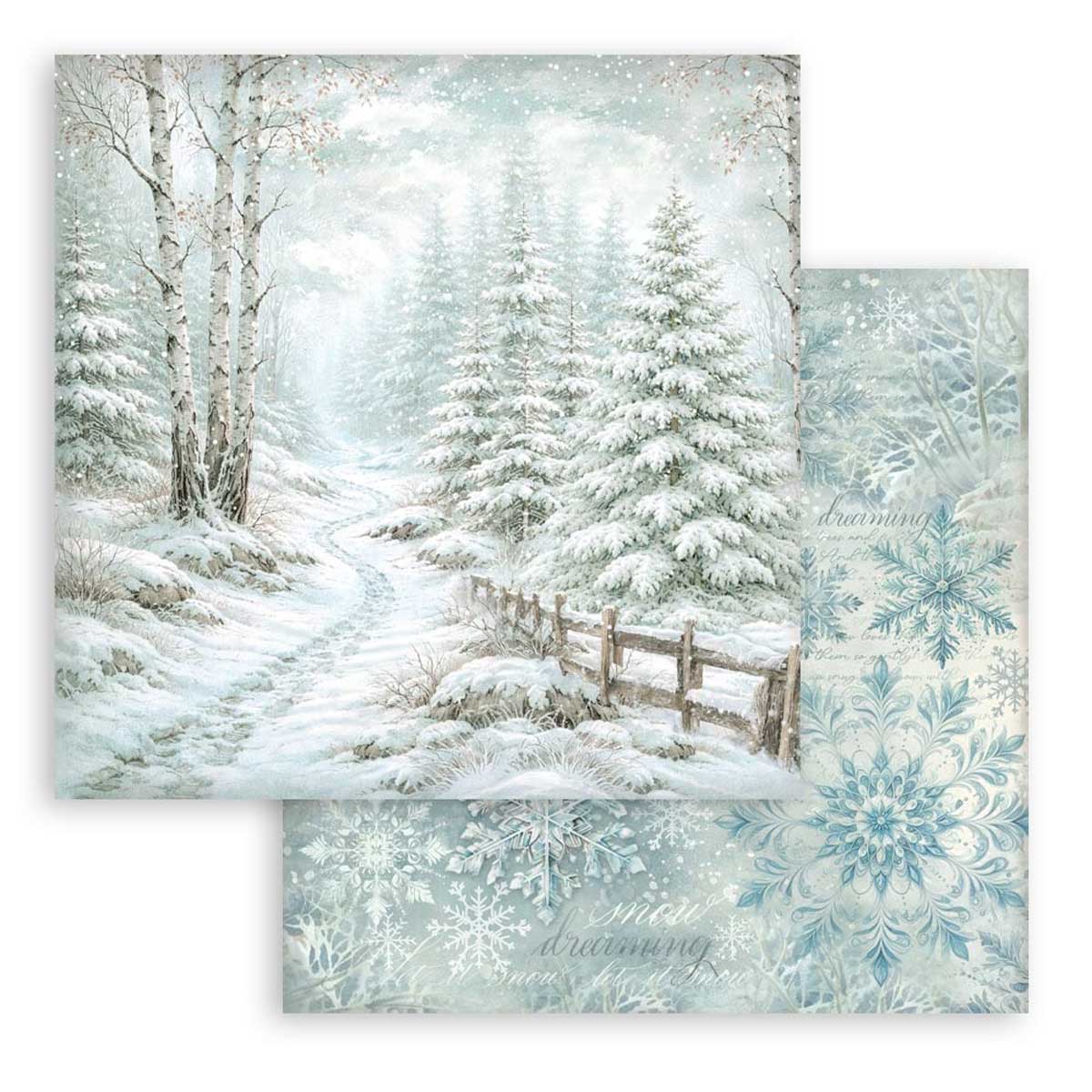 Stamperia White Christmas Collection - 8" x 8" Backgrounds Selection [SBBS147] - Image 4