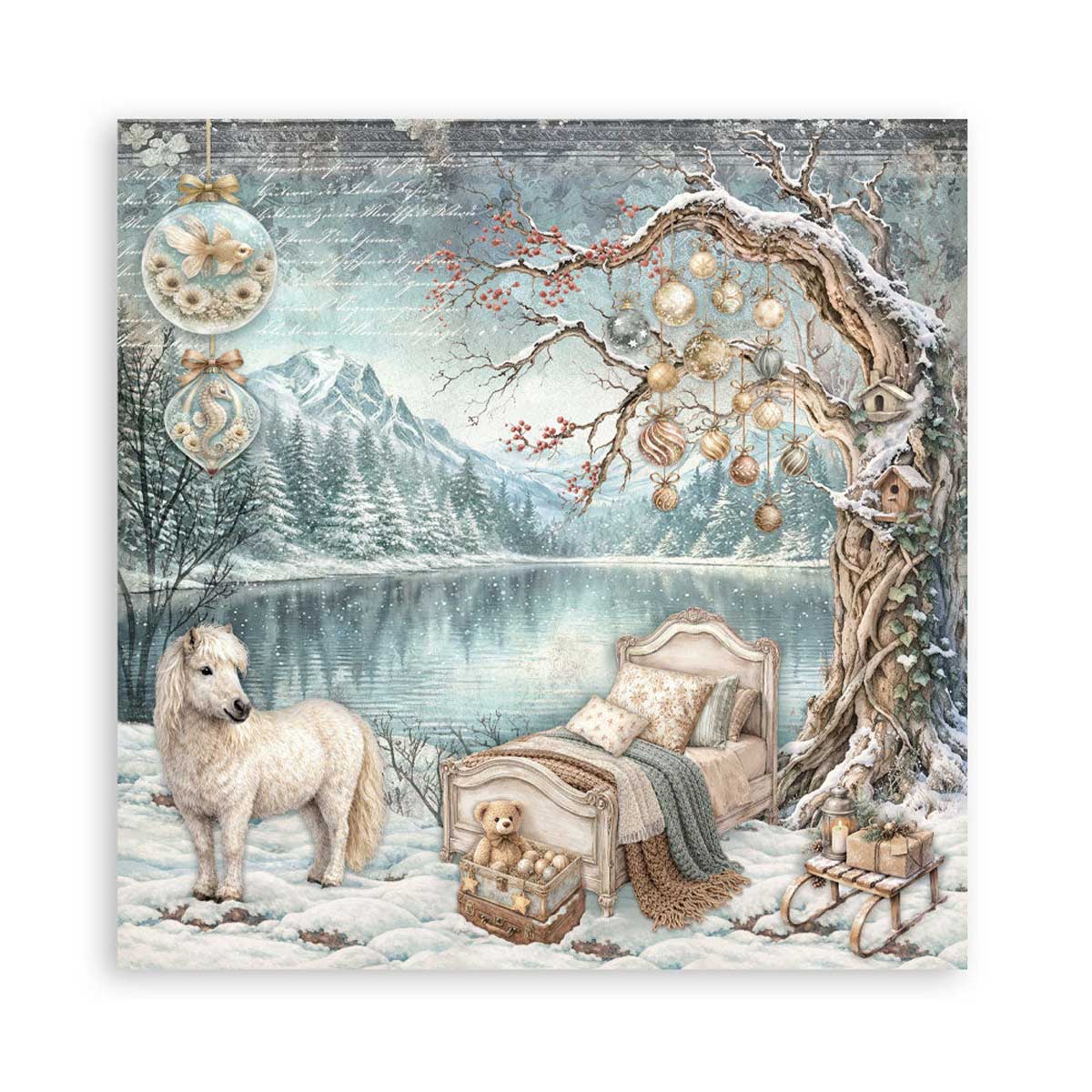Stamperia White Christmas Collection - 8" x 8" Maxi Paper Pad [SBBSXB27] - Image 3