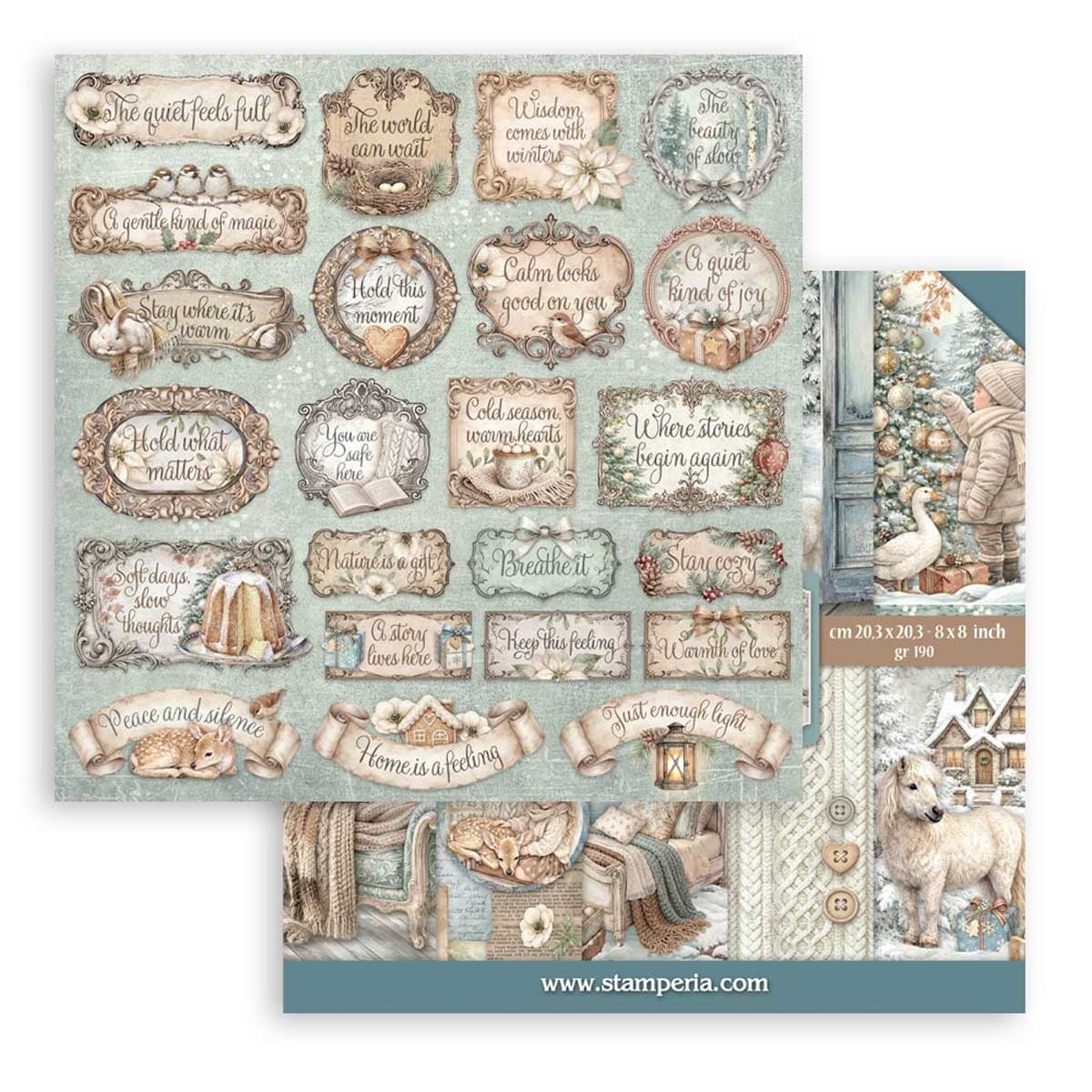 Stamperia White Christmas Collection - 8" x 8" Paper Pad [SBBS146] - Image 2