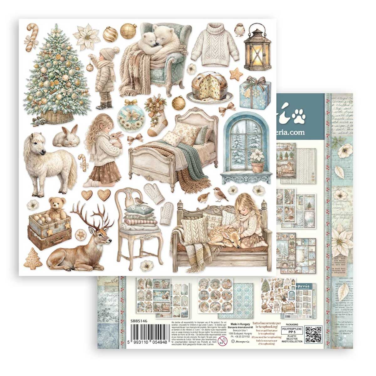 Stamperia White Christmas Collection - 8" x 8" Paper Pad [SBBS146] - Image 13