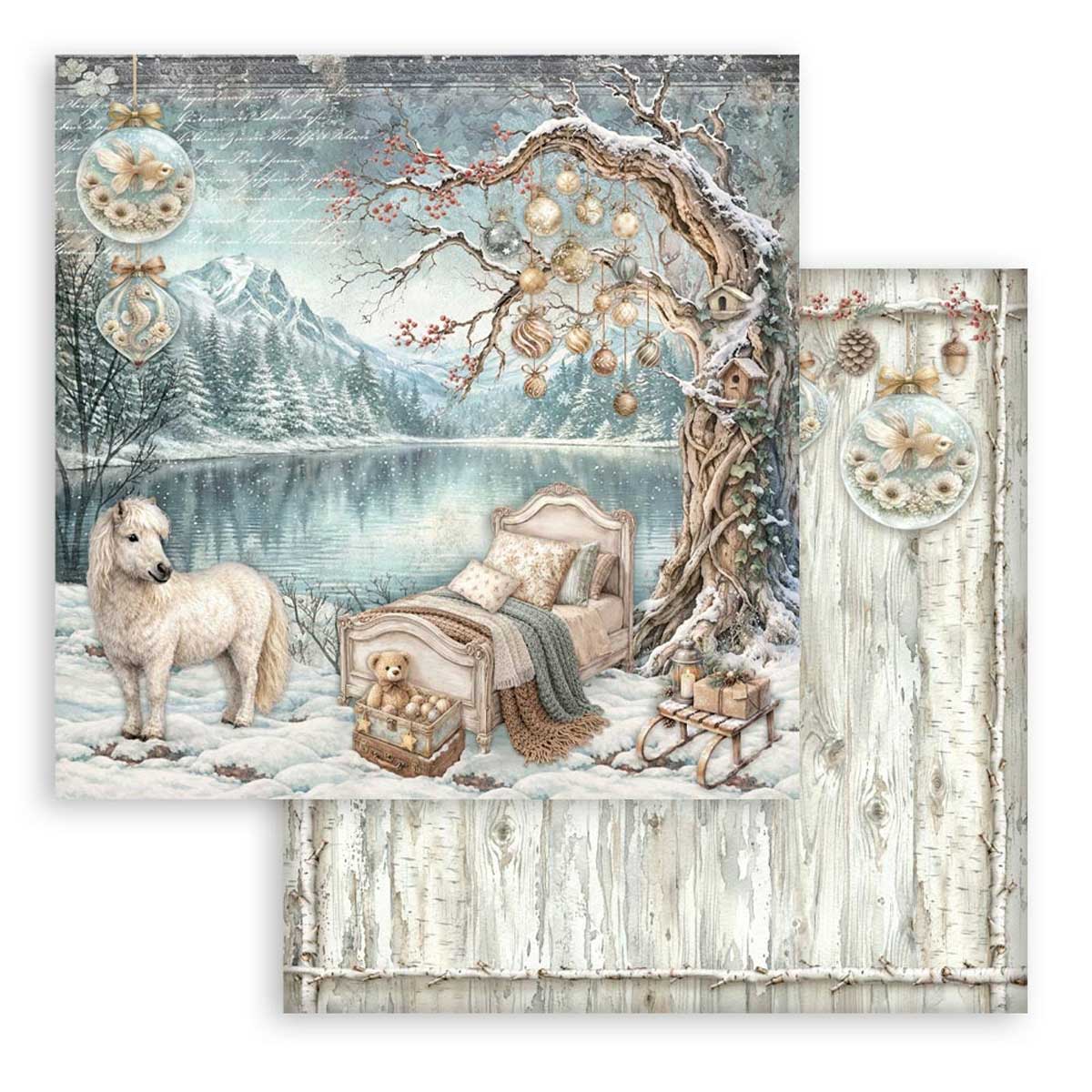Stamperia White Christmas Collection - 8" x 8" Paper Pad [SBBS146] - Image 5