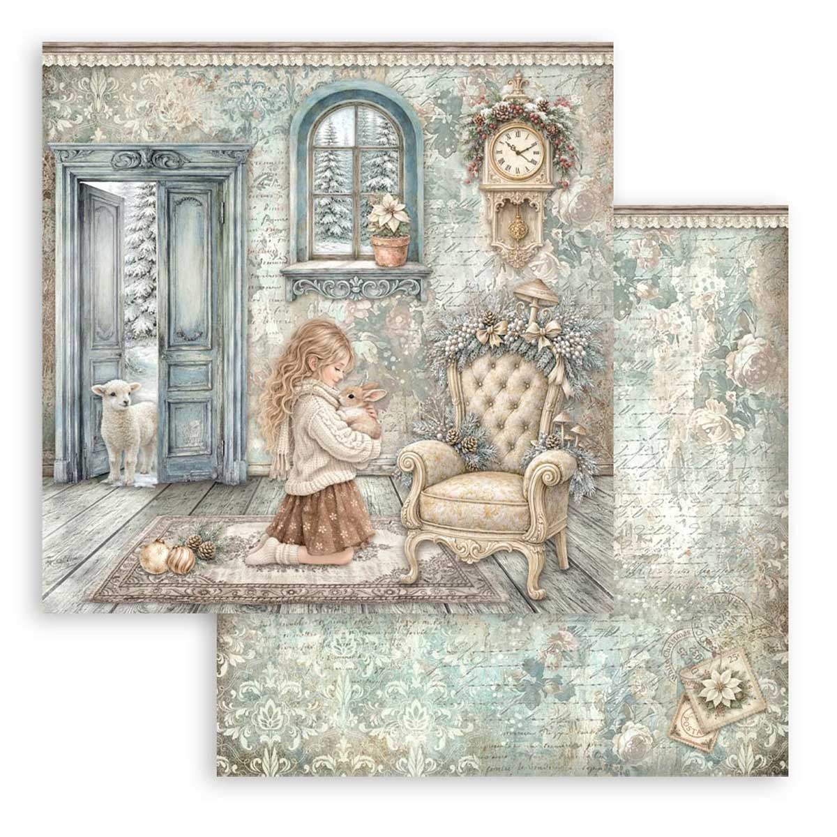 Stamperia White Christmas Collection - 8" x 8" Paper Pad [SBBS146] - Image 6
