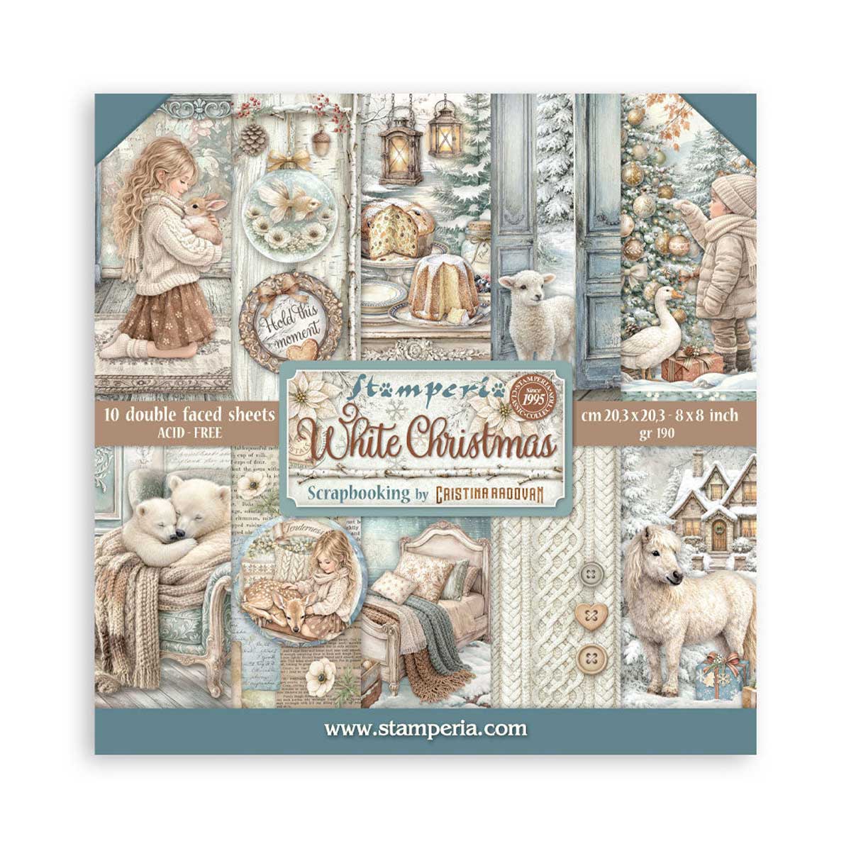 Stamperia White Christmas Collection - 8" x 8" Paper Pad [SBBS146]