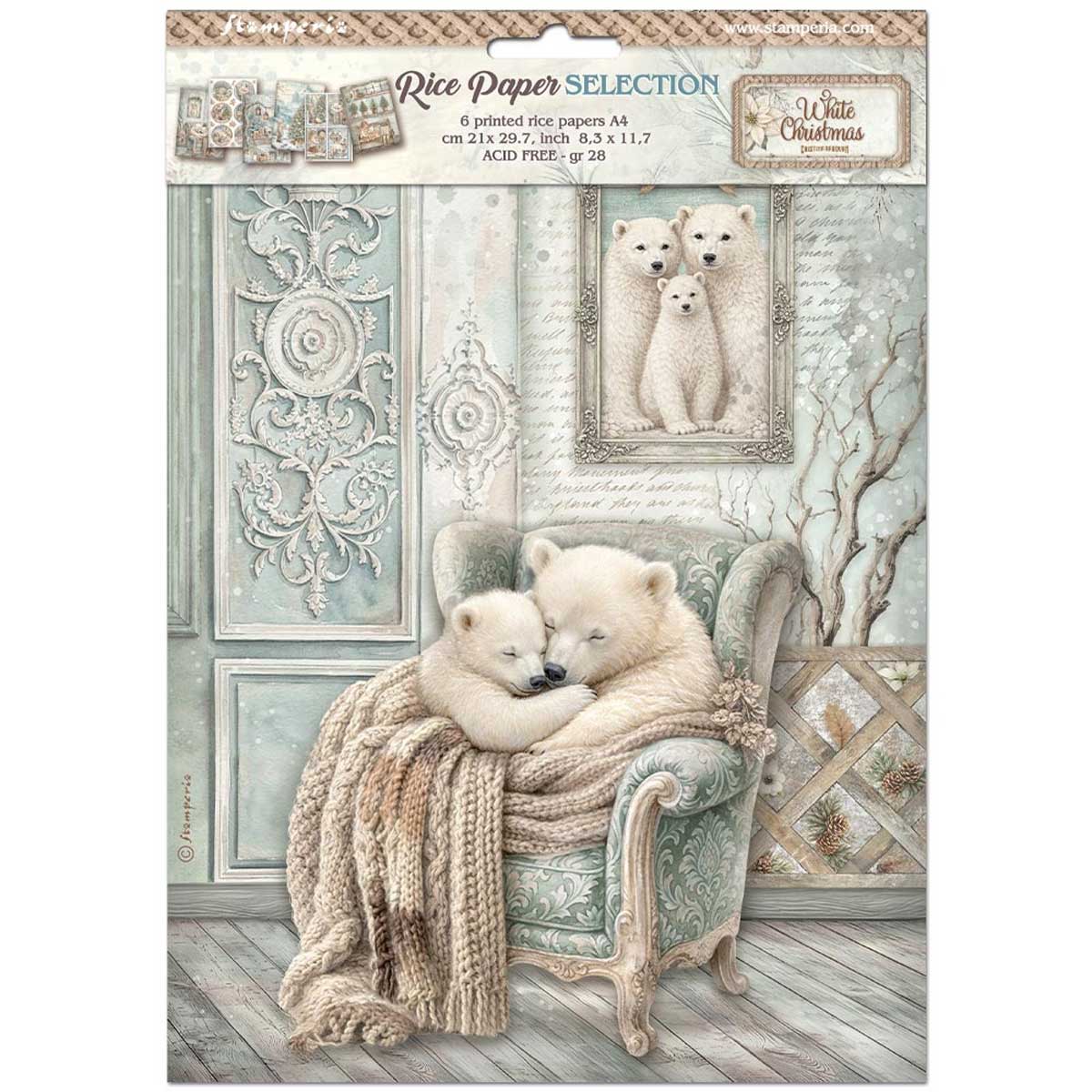 Stamperia White Christmas Collection - A4 Rice Paper Selection [DFSA4XWG]