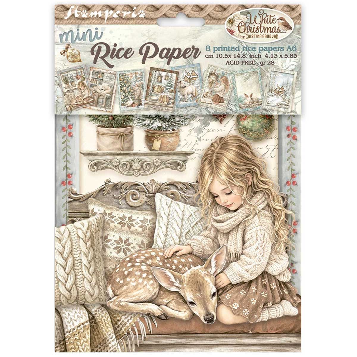 Stamperia White Christmas Collection - A6 Mini Rice Paper [DFSA6X10]