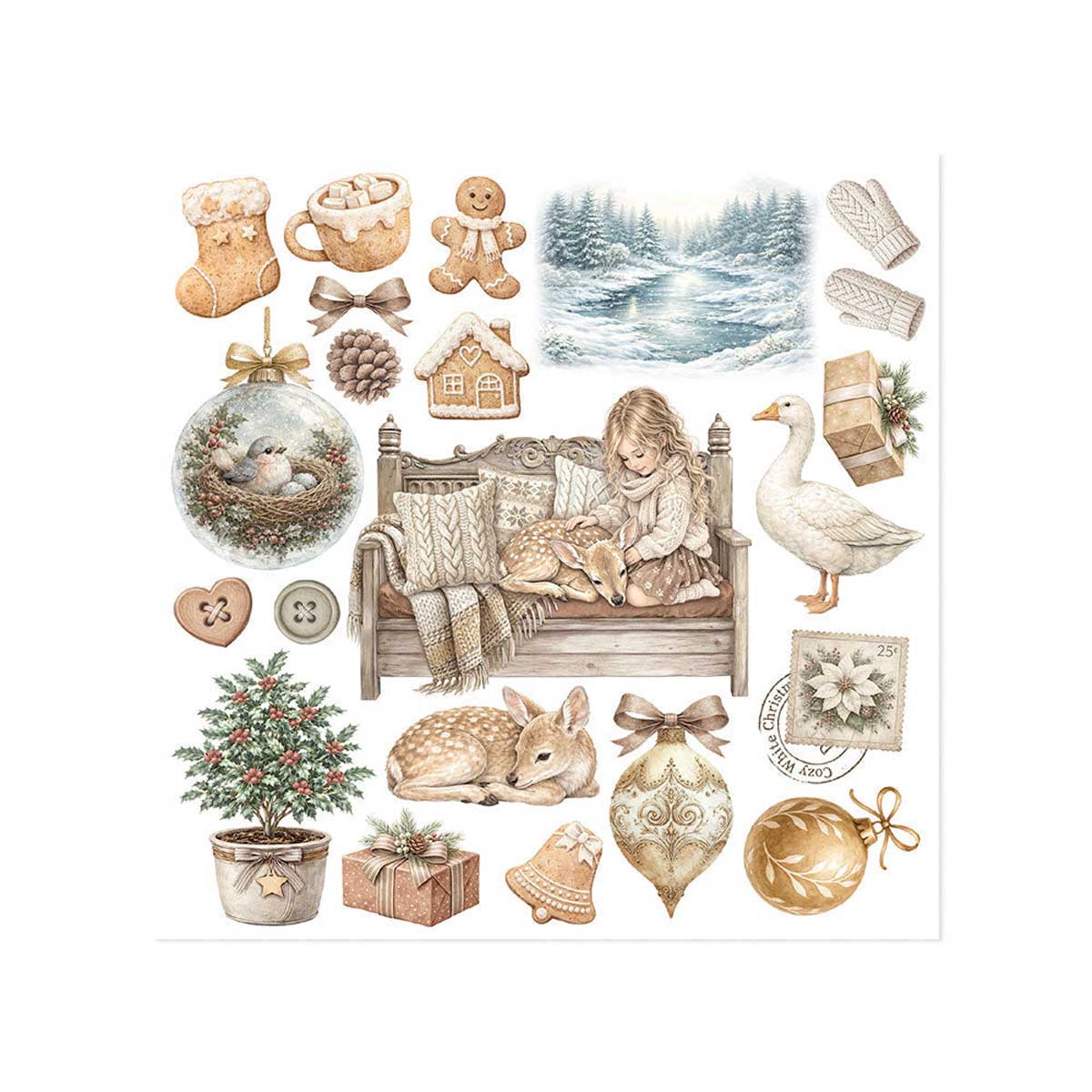 Stamperia White Christmas Collection - Rub On Kit [DFLRBX21] - Image 4