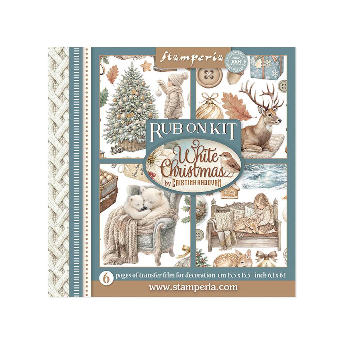 Stamperia White Christmas Collection - Rub On Kit [DFLRBX21]
