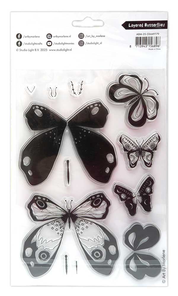 Studio Light Art By Marlene - Clear Stamp Set - Layered Butterflies [ABM-25-STAMP779] - Image 2