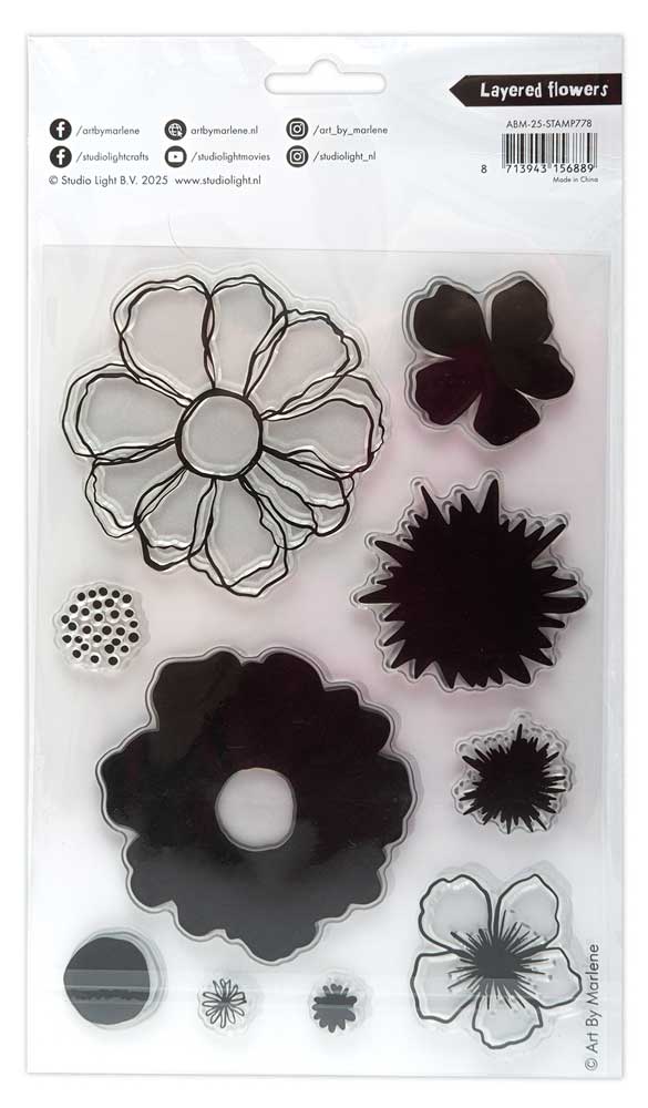 Studio Light Art By Marlene - Clear Stamp Set - Layered Flowers [ABM-25-STAMP778] - Image 2