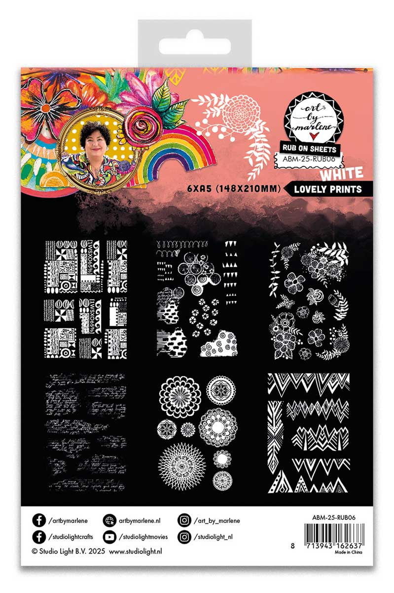 Studio Light Art By Marlene - Rub On Sheets - Lovely Prints, White [ABM-25-RUB06] - Image 2