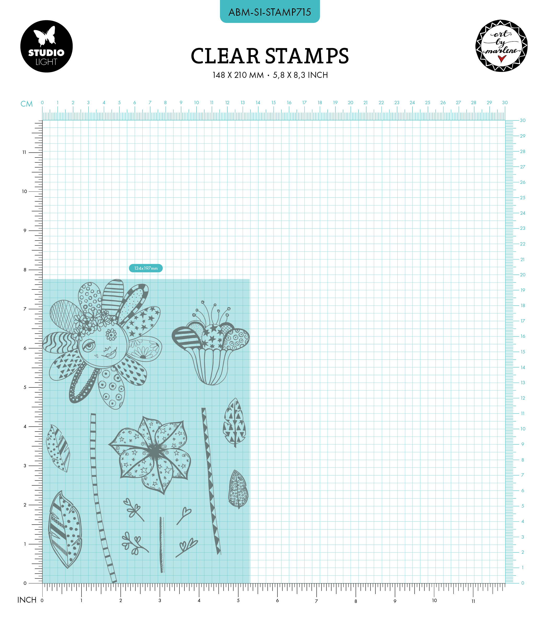 Studio Light Art By Marlene Signature Collection - Clear Stamp Set - Playful Flowers [ABM-SI-STAMP715] - Image 2