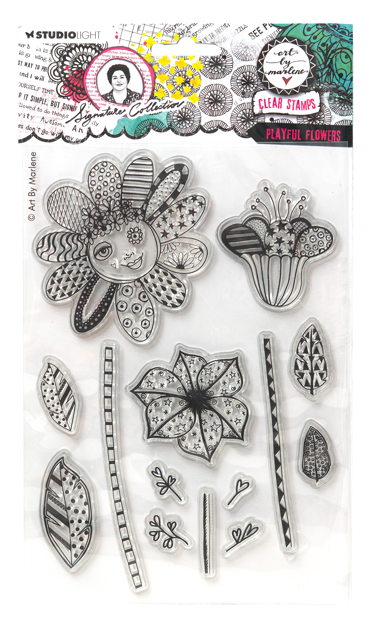Studio Light Art By Marlene Signature Collection - Clear Stamp Set - Playful Flowers [ABM-SI-STAMP715]