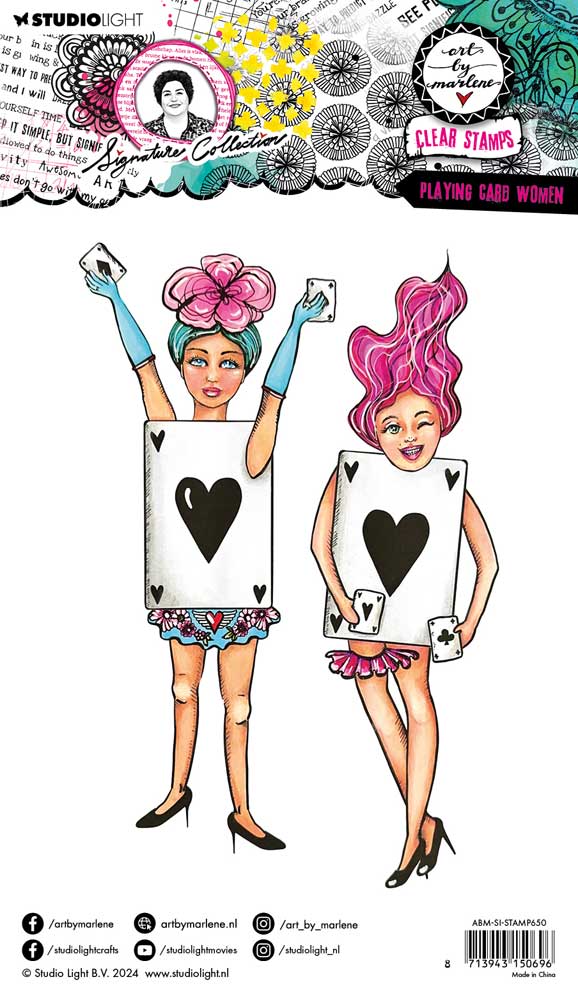 Studio Light Art By Marlene Signature Collection - Clear Stamp Set - Playing Card Women [ABM-SI-STAMP650] - Image 2