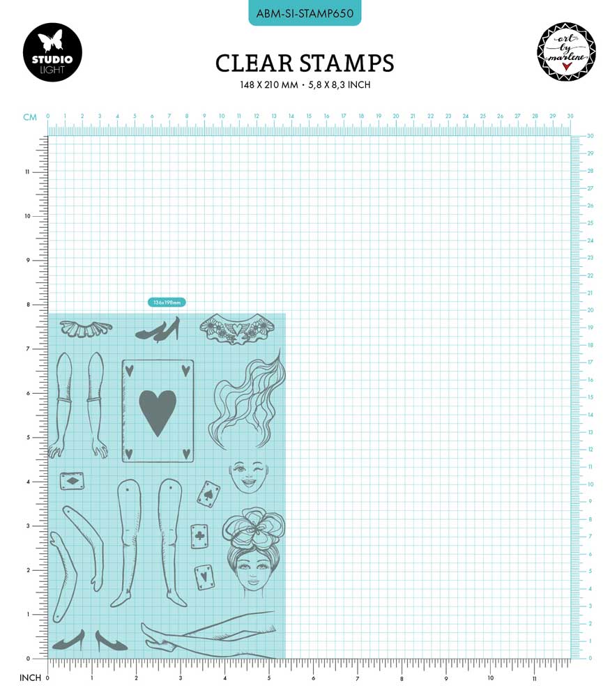 Studio Light Art By Marlene Signature Collection - Clear Stamp Set - Playing Card Women [ABM-SI-STAMP650] - Image 3