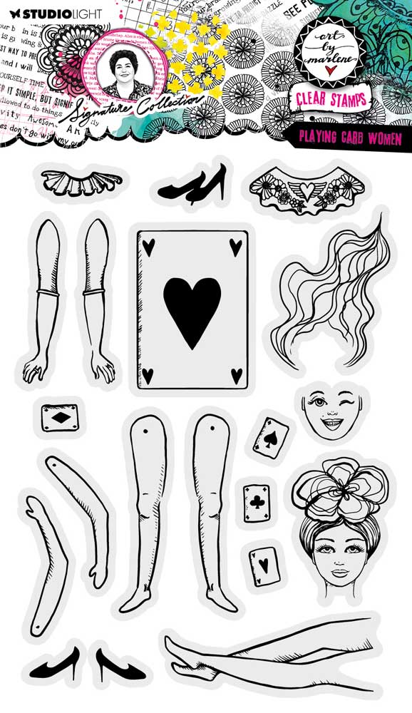 Studio Light Art By Marlene Signature Collection - Clear Stamp Set - Playing Card Women [ABM-SI-STAMP650]