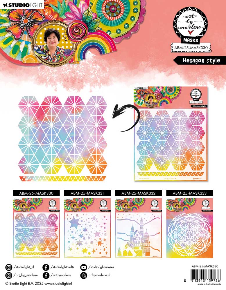 Studio Light Art By Marlene - Stencil - Hexagon Style [ABM-25-MASK330] - Image 2