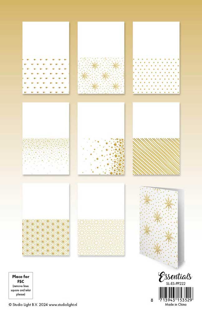 Studio Light Christmas Essentials - Foiled Cards Paper Pad - Golden [SL-ES-PP222] - Image 2