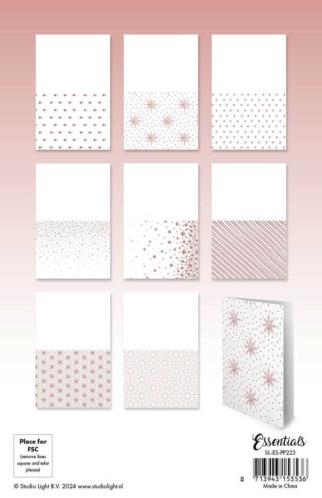 Studio Light Christmas Essentials - Foiled Cards Paper Pad - Rose Gold [SL-ES-PP223] - Image 2