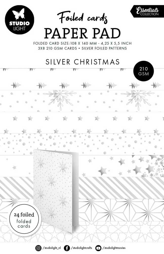 Studio Light Christmas Essentials - Foiled Cards Paper Pad - Silver [SL-ES-PP224]