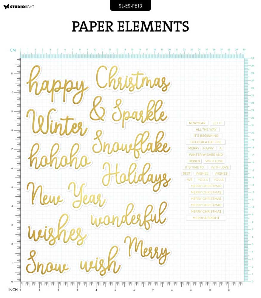 Studio Light Christmas Essentials - Paper Elements - Sentiments, Gold [SL-ES-PE13] - Image 2