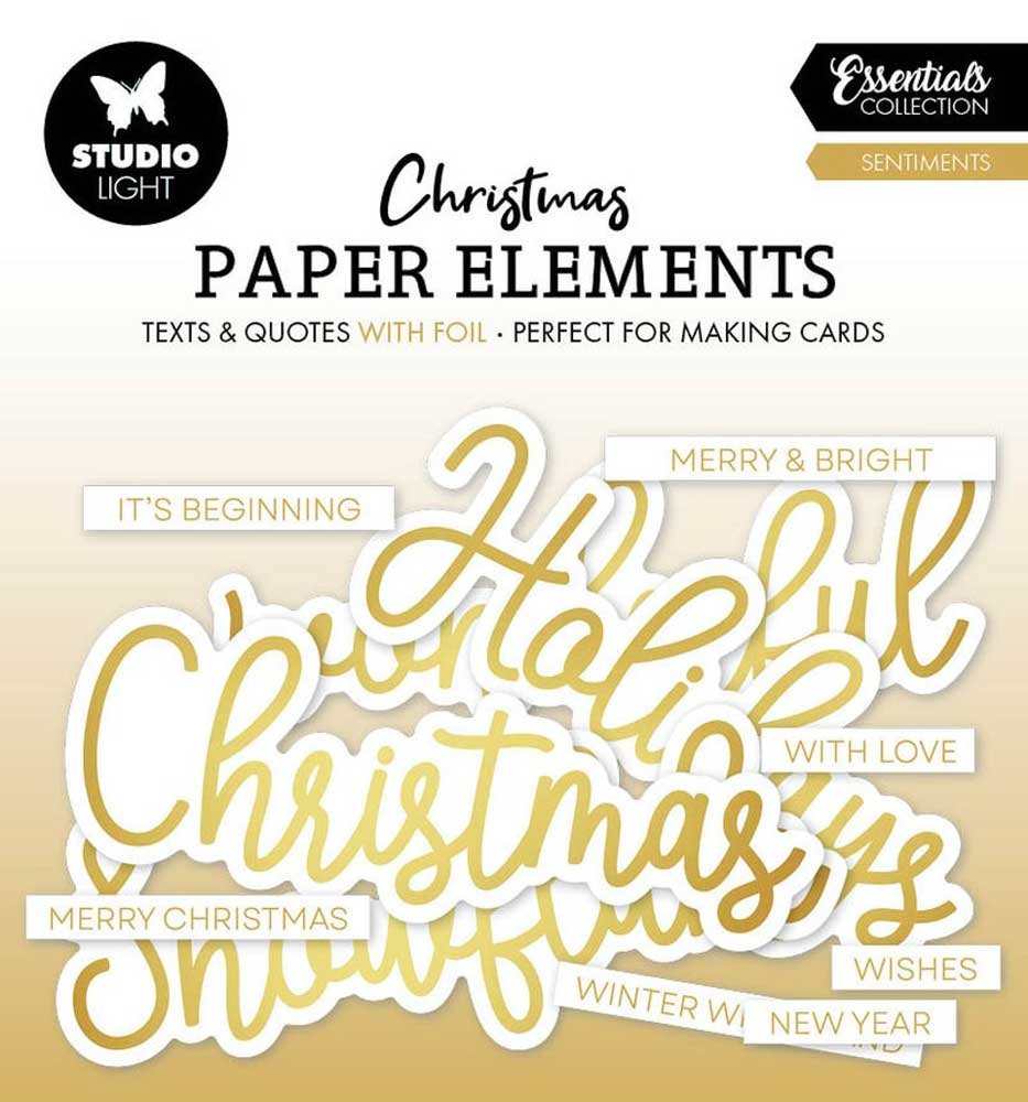 Studio Light Christmas Essentials - Paper Elements - Sentiments, Gold [SL-ES-PE13]