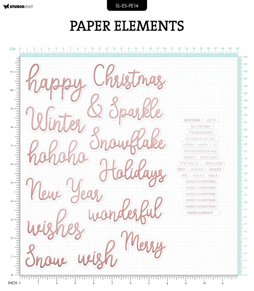 Studio Light Christmas Essentials - Paper Elements - Sentiments, Rose Gold [SL-ES-PE14] - Image 2