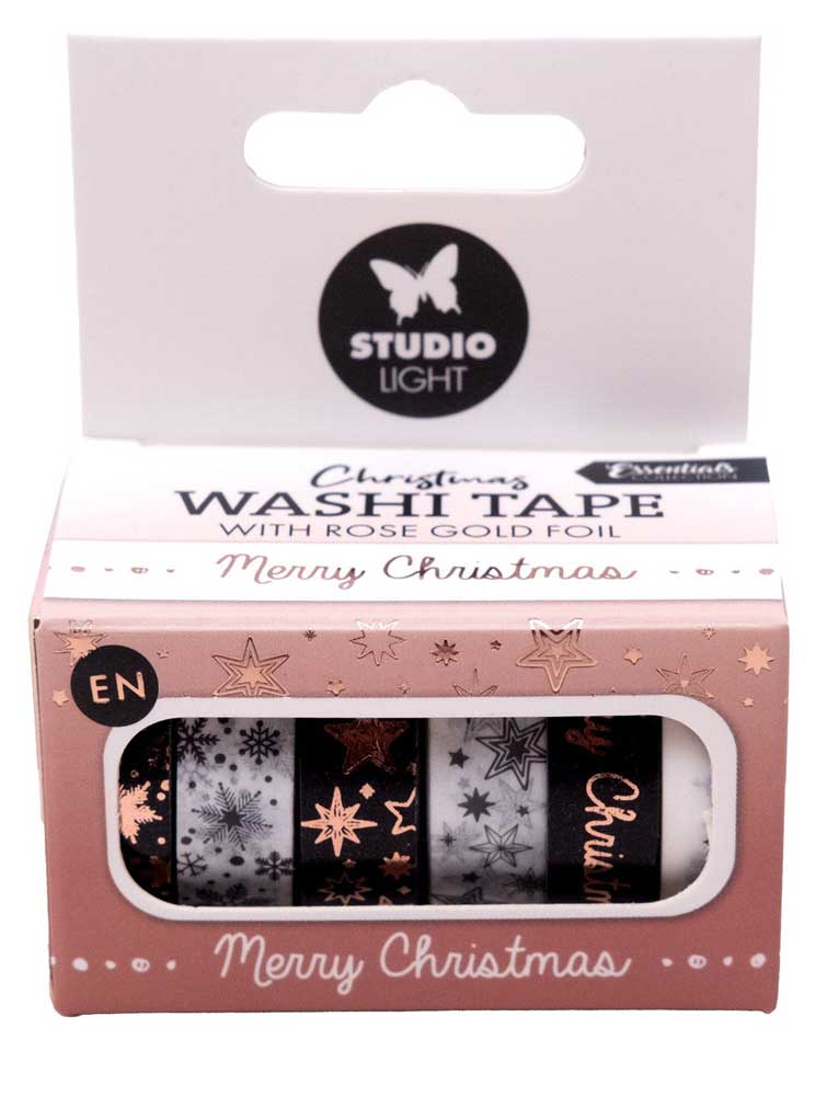 Studio Light Christmas Essentials - Washi Tape - Black, White & Rose Gold [SL-ES-WASH24]