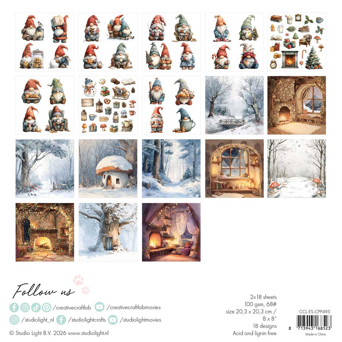 Studio Light Creative CRAFTlab Essentials - 8" x 8" Collage Paper Pad - James The Gnome [CCL-ES-CPP495] - Image 2