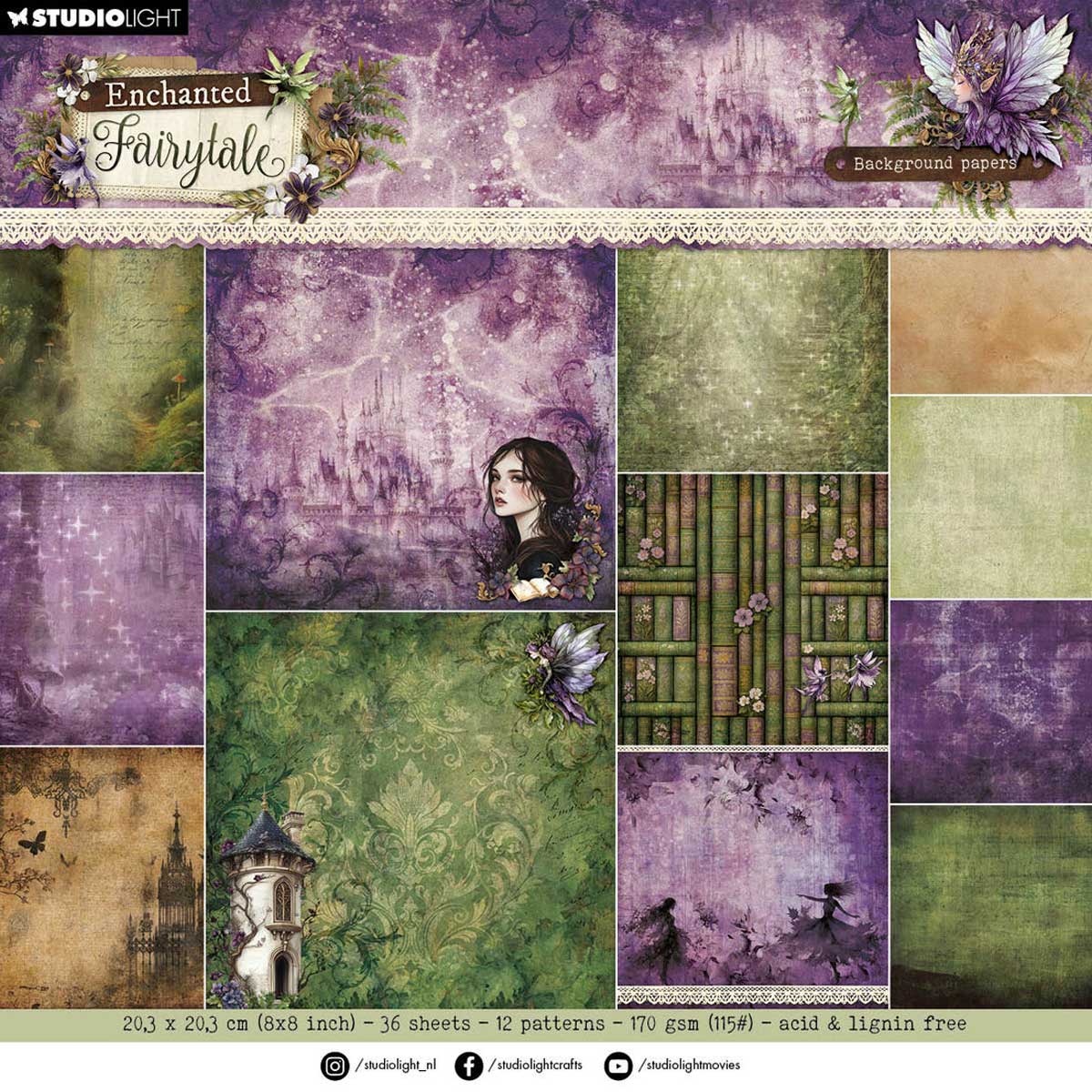 Studio Light Enchanted Fairytale Collection - 8" x 8" Background Papers [SL-EF-DPP467]