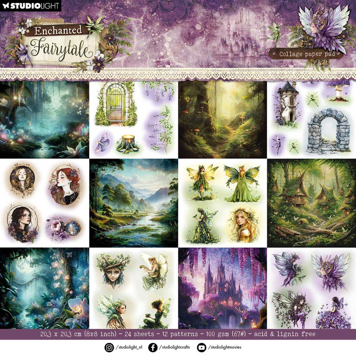 Studio Light Enchanted Fairytale Collection - 8" x 8" Collage Paper Pad [SL-EF-CPP468]