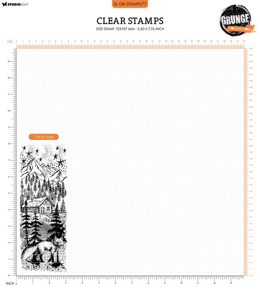 Studio Light Grunge Collection Clear Stamp - Fox In Forest [SL-GR-STAMP677] - Image 2