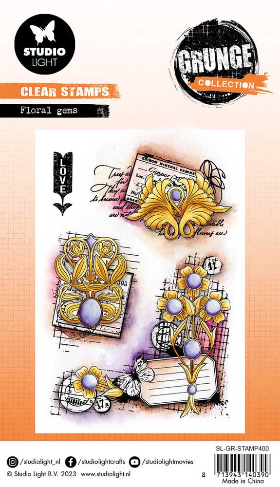 Studio Light Grunge Collection Clear Stamp Set - Floral Gems [SL-GR-STAMP400] - Image 2