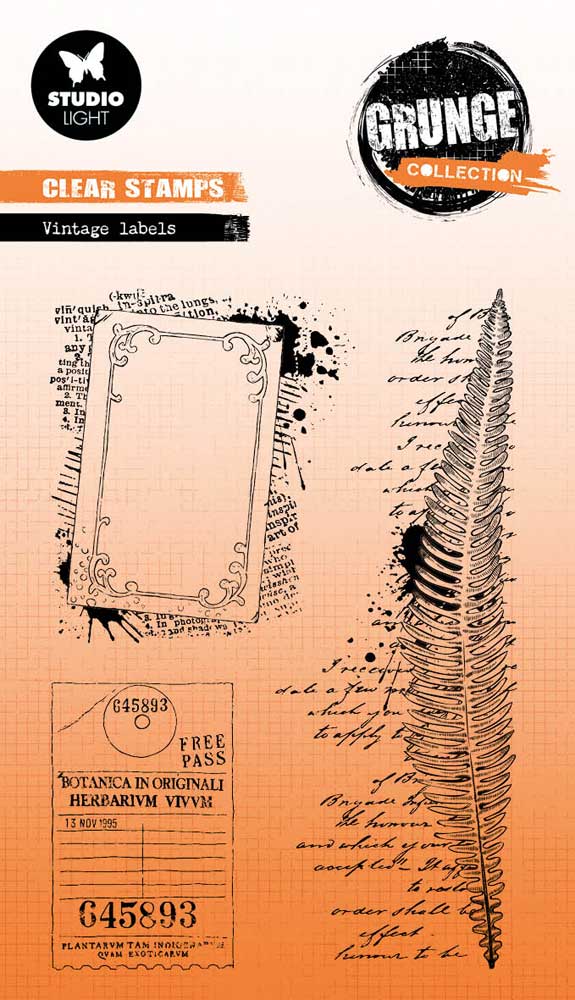 Studio Light Grunge Collection Clear Stamp Set - Vintage Labels [SL-GR-STAMP608]