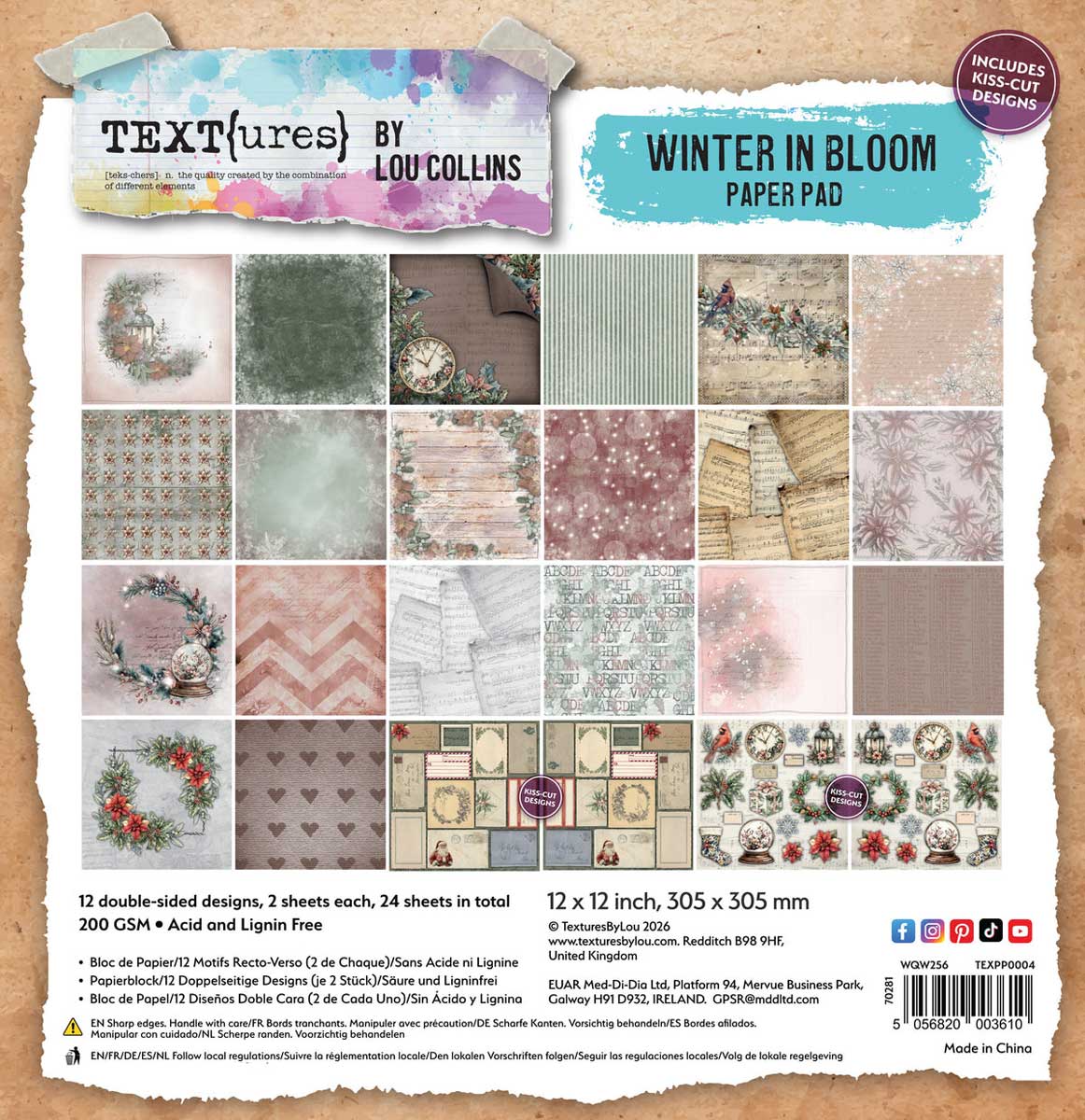 TEXT{ures} By Lou Collins Winter In Bloom Collection - 12" x 12" Paper Pad [TEXPP0004]