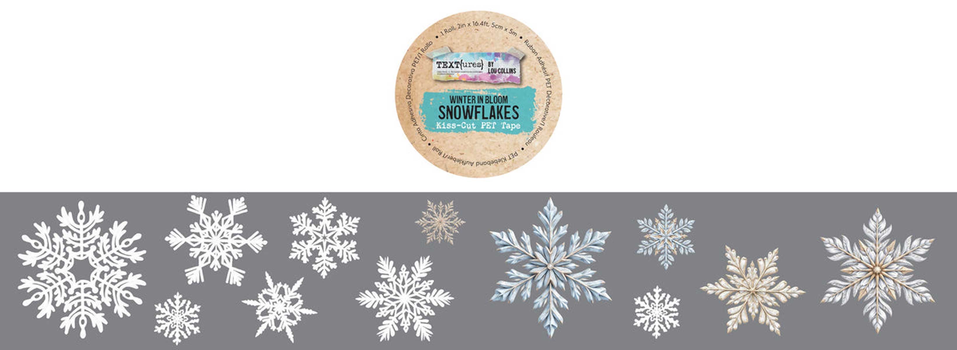 TEXT{ures} By Lou Collins Winter In Bloom Collection - Kiss Cut PET Tape - Snowflakes [TEXCT0002] - Image 2