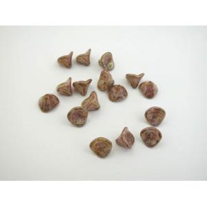 10/12 Three Petal Flower - [P15695] Opaque Gold/Smoky Topaz Luster