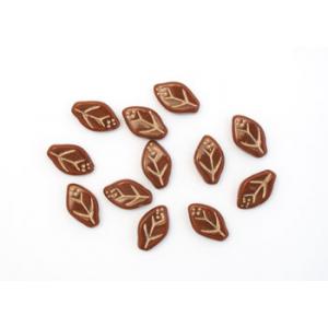 12/7 Leaf Bead - [GL13620] Auburn Gold Inlay
