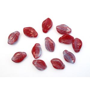 14/9 Leaf Bead - [99301] HurriCane Oxblood/Light Sapphire