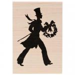 Tim Holtz by Stampers Anonymous Wood Mounted Stamp - Deco Caroler [U1-2212]