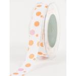 7/8" Grosgrain Bubble Dots Ribbon - [355-28] Pink/Orange