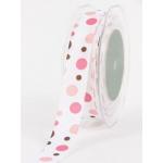7/8" Grosgrain Bubble Dots Ribbon - [355-93] Pink/Brown