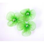 Beaded 3 Petal Voile Flowers - [16] Chartreuse