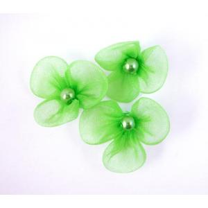 Beaded 3 Petal Voile Flowers - [16] Chartreuse