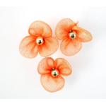 Beaded 3 Petal Voile Flowers - [46] Golden Orange