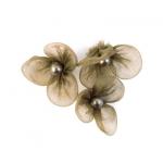 Beaded 3 Petal Voile Flowers - [57] Olive