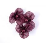 Beaded 3 Petal Voile Flowers - [91] Boysenberry