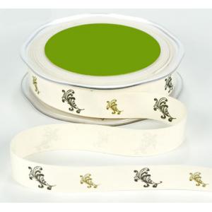 3/4" Ivory Cotton Ribbon - [413-34-4] Black & Gold Scrolls