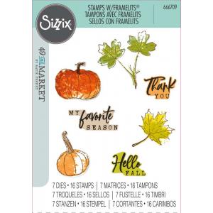 49 & Market / Sizzix Framelits Die & Stamp Set - Pencil Line Harvest [666709]