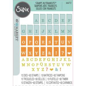 49 & Market / Sizzix Framelits Die & Stamp Set - Tab Stamp Alpha [666712]